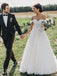 A-Line Off-the-Shoulder Boho Wedding Dress with Appliques PDL58