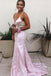 Red Lace Spaghetti Strap Backless Prom Dresses, Mermaid Prom Dress PDJ79