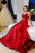 Two Pieces Red Simple Prom Dresses, Long Cheap Evening Dress PDJ84
