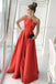 Simple A Line Strapless Long Satin Prom Dress Formal Evening Dresses PDS54