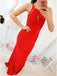 Mermaid Crew Open Back Floor-Length Red Prom Dress with Keyhole PDR7