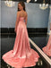 A-Line Spaghetti Straps Sweep Train Pink Prom Dress with Split PDN18