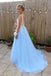 Gorgeous A Line V Neck Backless Sky Blue Tulle Long Prom Dresses PDF27