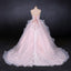 Romantic Pearl Pink Ball Gown Wedding Dress, Sweetheart Appliques Bridal Gown PDQ24