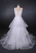 A Line V Neck Layered Backless Wedding Dress, Long Bridal Gown PDQ23