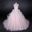 Romantic Pearl Pink Ball Gown Wedding Dress, Sweetheart Appliques Bridal Gown PDQ24