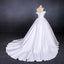 Off the Shoulder White Ball Gown Simple Wedding Dress, Satin Bridal Gown PDQ20
