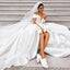 Off the Shoulder White Ball Gown Simple Wedding Dress, Satin Bridal Gown PDQ20