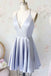 Cute A Line V Neck Satin Short Homecoming Dresses with Pockets PPD70