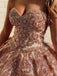 Sweetheart ball gown prom dress with sequins beading, puffy party dresses mg10