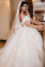 A Line Off The Shoulder Tulle Wedding Dresses With Lace Applique PDE66