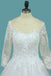 A Line 3/4 Sleeves Tulle Scoop Wedding Dresses With Applique PDE73