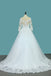 A Line 3/4 Sleeves Tulle Scoop Wedding Dresses With Applique PDE73
