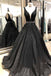 A Line Black Prom Dresses With Appliques, Formal Evening Dress PDJ58
