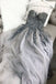 Gray Sweetheart Tulle Lace Appliques Long Prom Dress Formal Evening Dresses PDS58
