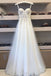 White Spaghetti Straps Tulle Lace Appliques Long Prom Dress Evening Dress PDS624