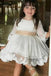 Cute Ivory Lace Long Sleeve Flower Girl Dresses Above Knee Scoop Bowknot Baby Dress HD51
