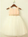 A-Line Round Neck White Flower Girl Dress with Lace Sequins Sash PDP22