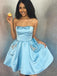 Simple A Line Strapless Short Homecoming Dress with Pockets PDO4