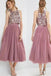 Jewel Neck Tea Length Dusty Rose A Line Homecoming Dress PDO24