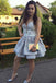 Sweetheart Lace Applique Gray Homecoming Dress with Tiered Skirt PPD45