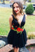 Fit & Flare Little Black Floral Homecoming Dress PDO33