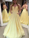 Simple Daffodil Sweetheart Strapless Satin Long Prom Dress With Pockets, Dance Dress TD61