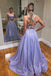 Sparkly Glitter Mint Green A-Line Two Pieces Scoop Prom Dresses With Pockets TD75
