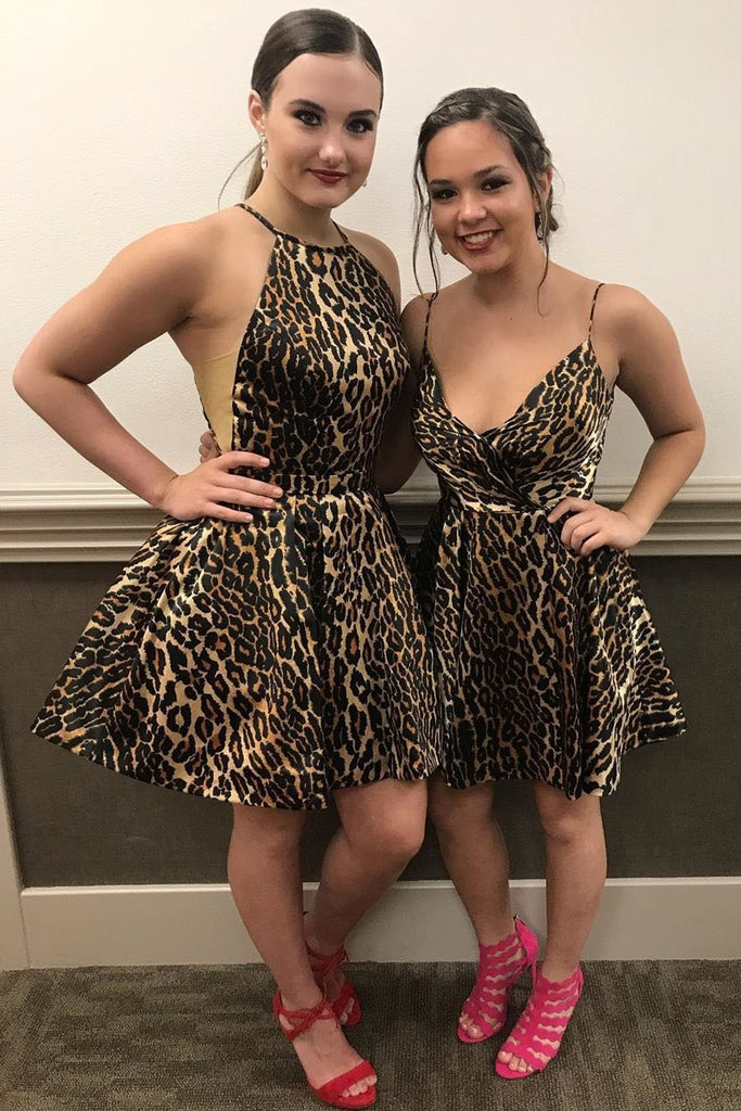 New Arrival Mini Leopard Print, Homecoming Dress,  Sleeveless Short Prom Dress PPD53