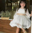 Cute Ivory Lace Long Sleeve Flower Girl Dresses Above Knee Scoop Bowknot Baby Dress HD51
