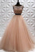 Two Pieces A Line Tulle Beading Long Sleeveless Prom Dress PDP82