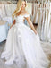 Charming A Line Ivory Off the Shoulder Lace Appliques Tulle Wedding Bridal Dresses WD19