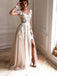 Charming Sheer Long Sleeves Lace Appliques Tulle Prom Dresses With Split PD132