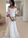 Half sleeve lace wedding dresses off shoulder mermaid bridal gown mg688