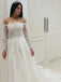 Charming Off the Shoulder Lace Appliques Long Sleeves Ivory Wedding Bridal Dresses WD22