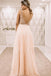 Pearl Pink V Back Appliques Long Prom Evening Dress PDK74