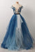 Gorgeous Blue Gradient Prom Dress with Appliques/Mesh PDP14