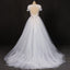 Off White A Line Short Sleeves Lace Appliques Wedding Dress, Bridal Gown PDQ32