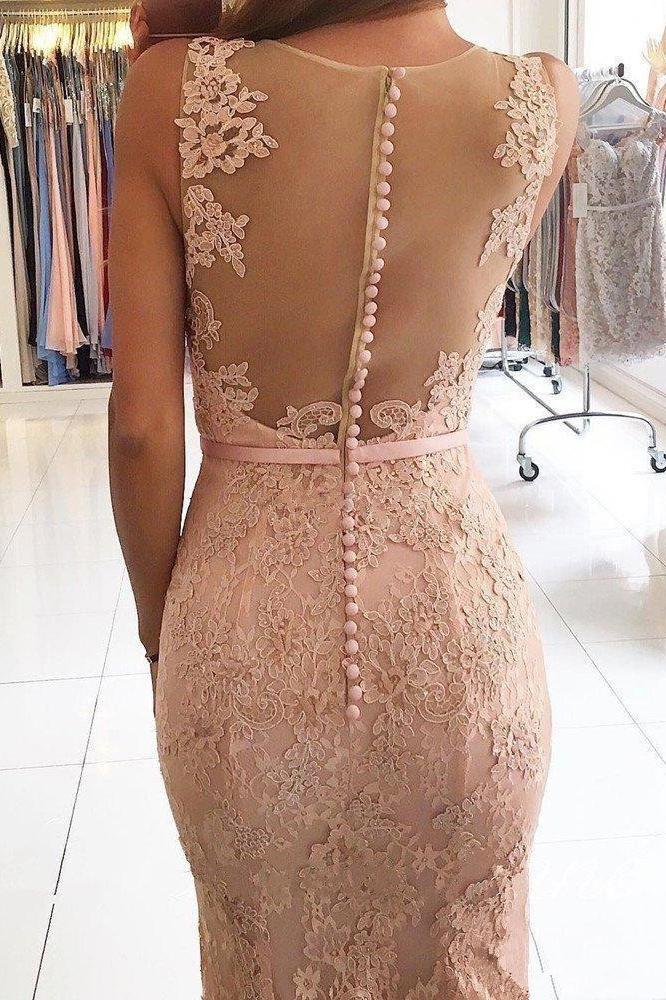 Charming Illusion Back Lace Appliques Mermaid Evening Dresses Prom Party Dresses TD57