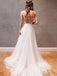 Bohemian v neck spaghetti straps backless tulle wedding dresses mg669