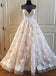 Charming Lace Long A Line Prom Dress, Long Wedding Dress With Cap Sleeves PDE92
