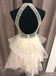 Tulle Crystal Beaded Short Prom Dress, Ruffles Homecoming Dress PDO71
