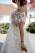 Charming A Line Ivory V Neck Tulle Wedding Dresses with Appliques, Beach Wedding Dresses SK29