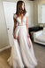 Charming Deep V Neck Tulle Prom Dresses with Appliques Backless Split Wedding Dresses SK07