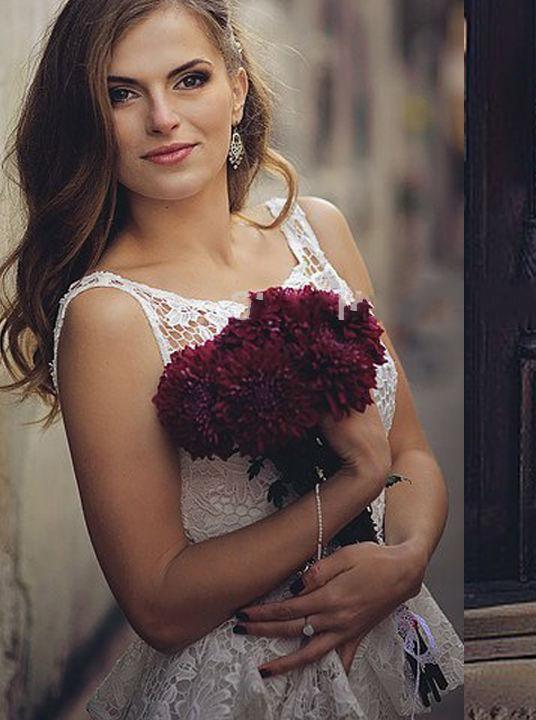 Romantic Sheath Backless Lace Wedding Dress,Cheap Bridal Gown PDH85