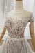 Cap sleeves sheer neckline beaded formal dresses with detachable train mg127