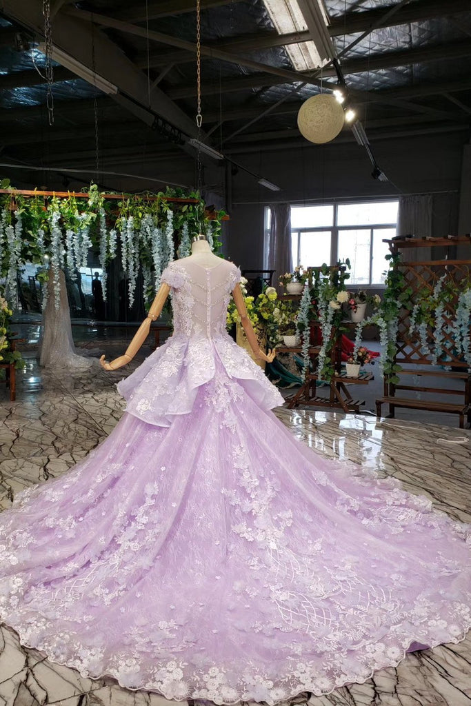 Lilac quinceanera dresses ball gown vintage wedding dress with appliques beading mg126
