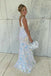 Mermaid V Neck Sequins Straps Backless Long Prom Dresses, Glitter Evening Dresses OM0090