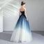 Strapless Ombre A Line  Tulle Prom Dress Long Formal Dresses PDQ74