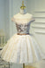 A Line Lace Appliques Off the Shoulder Homecoming Dresses, Short Prom Dress PDN70